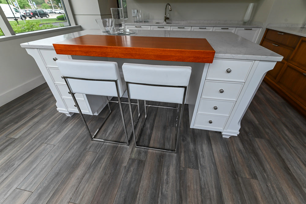 Aster Cucine Transitional White & Wood Kitchen with Island