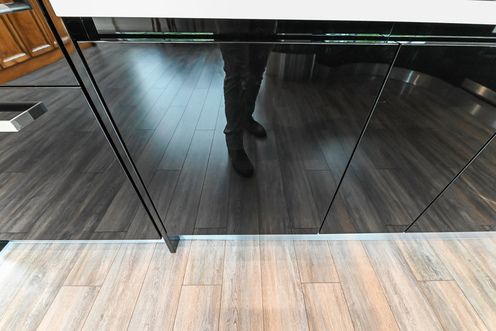 Aster Cucine Modern Glossy Black Curvy Kitchen with Miele Appliances