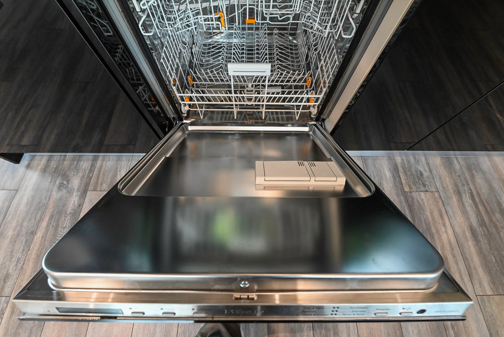 Aster Cucine Modern Glossy Black Curvy Kitchen with Miele Appliances