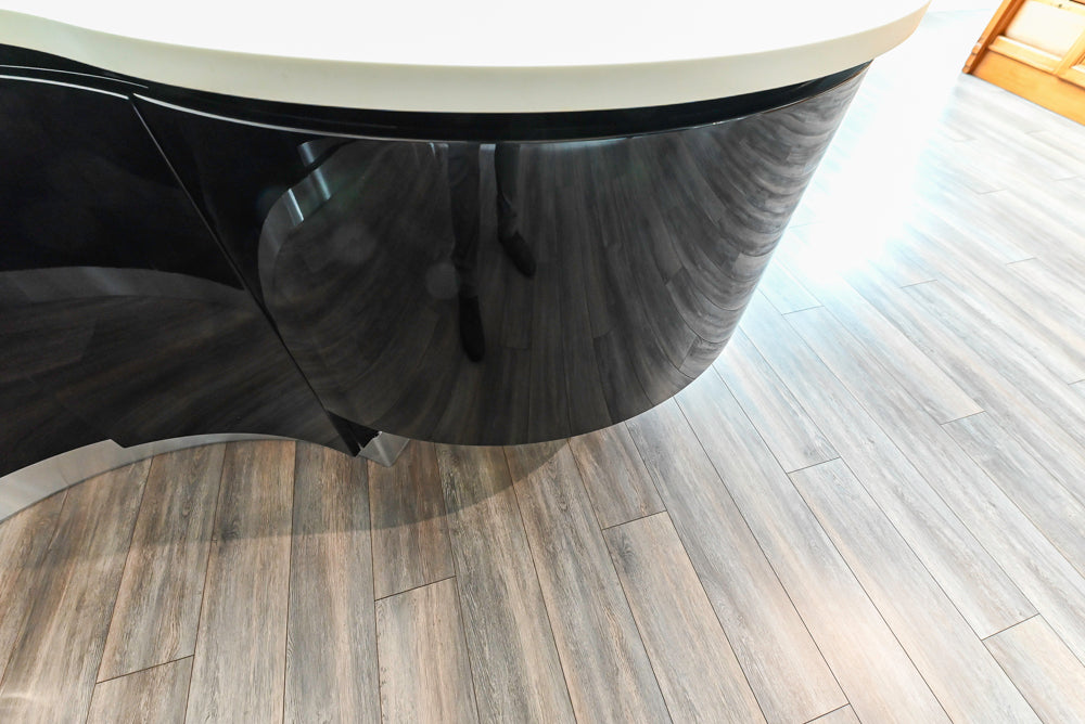 Aster Cucine Modern Glossy Black Curvy Kitchen with Miele Appliances
