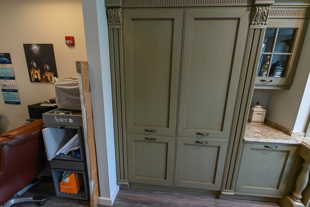 "The Waverly" Traditional Olive Green Kitchen with Island & Appliances