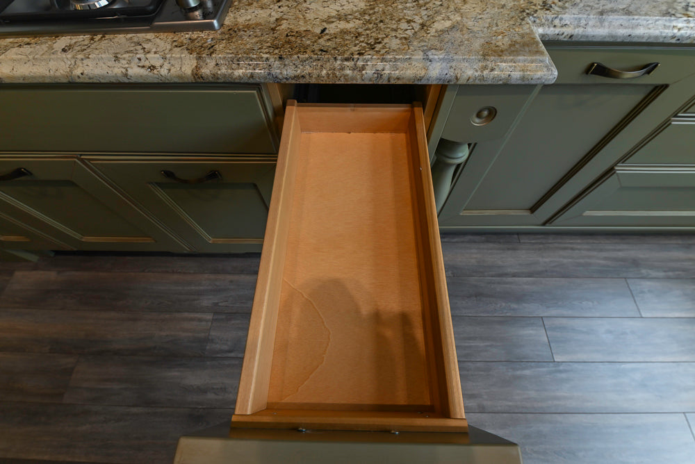"The Waverly" Traditional Olive Green Kitchen with Island & Appliances