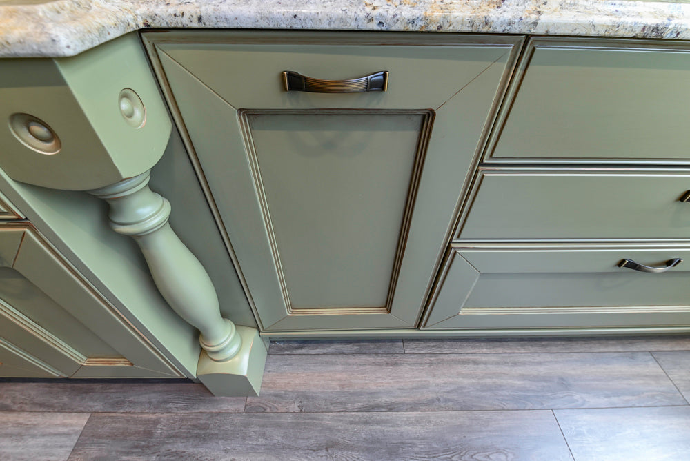 "The Waverly" Traditional Olive Green Kitchen with Island & Appliances