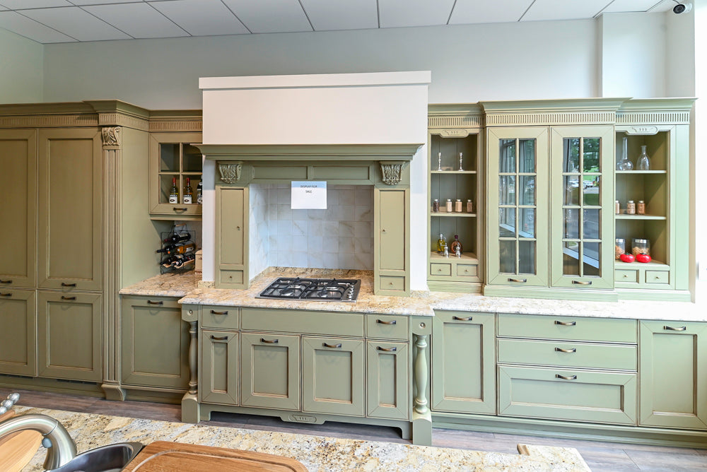"The Waverly" Traditional Olive Green Kitchen with Island & Appliances