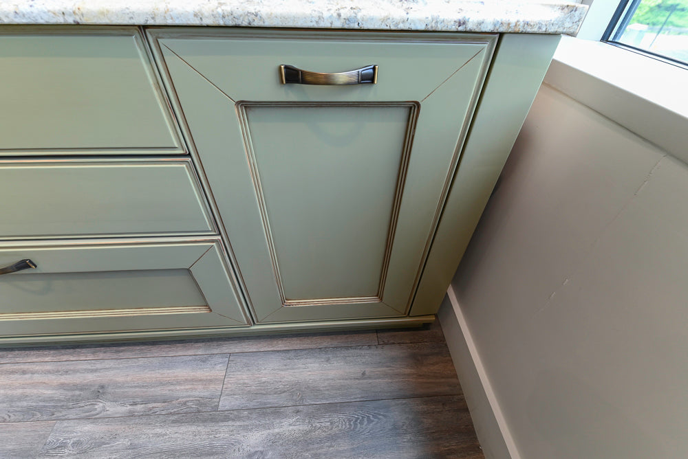 "The Waverly" Traditional Olive Green Kitchen with Island & Appliances