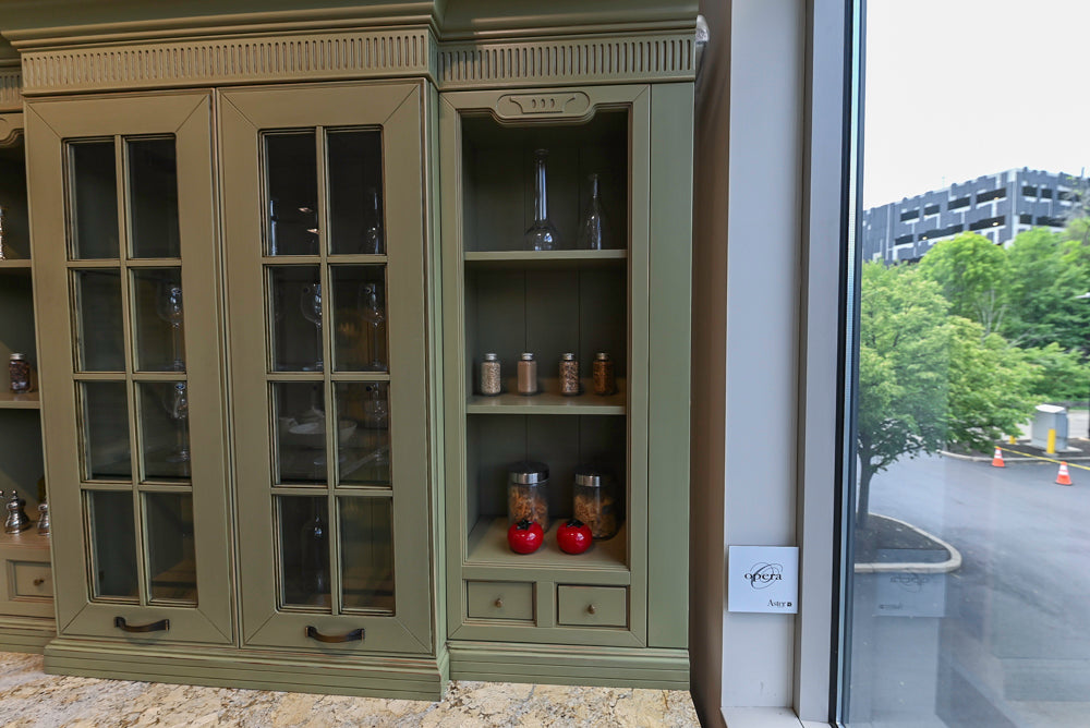 "The Waverly" Traditional Olive Green Kitchen with Island & Appliances