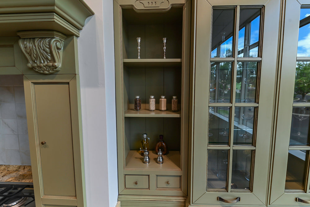 "The Waverly" Traditional Olive Green Kitchen with Island & Appliances