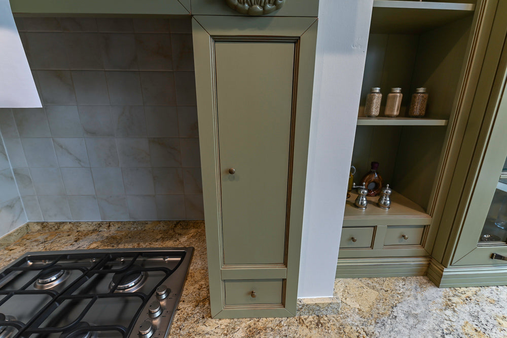"The Waverly" Traditional Olive Green Kitchen with Island & Appliances
