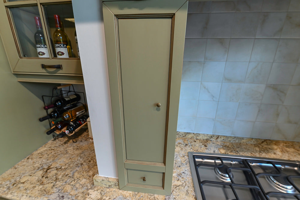 "The Waverly" Traditional Olive Green Kitchen with Island & Appliances