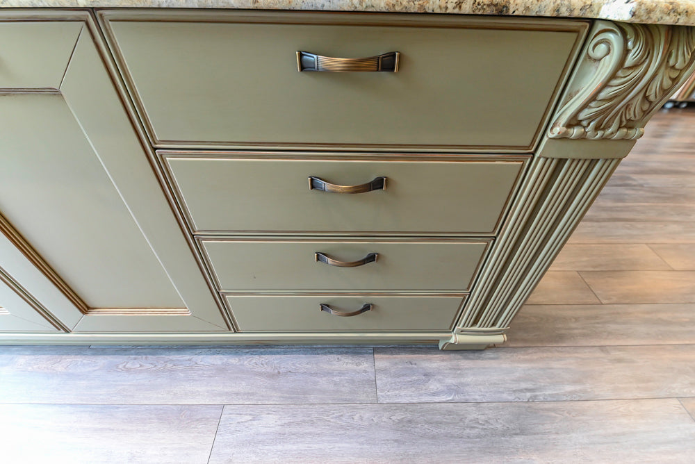 "The Waverly" Traditional Olive Green Kitchen with Island & Appliances