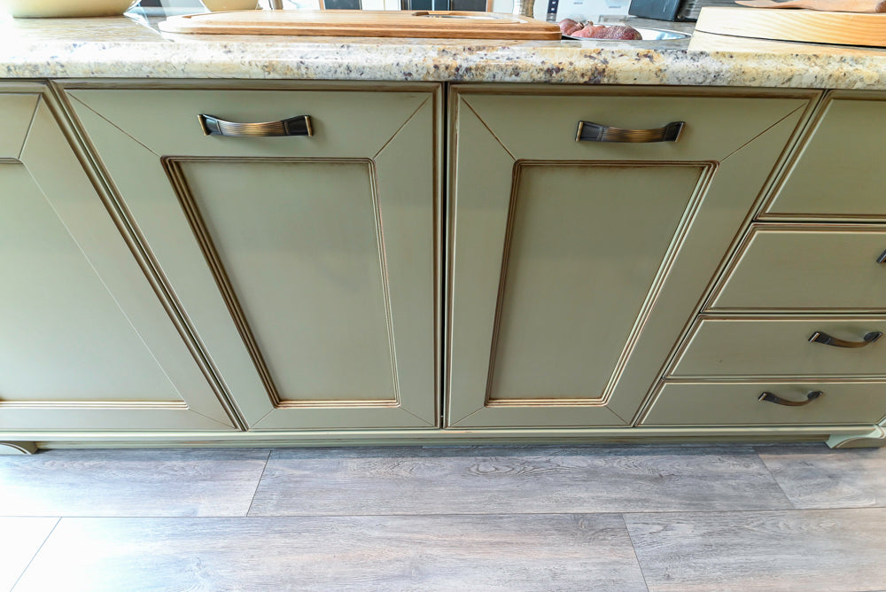 "The Waverly" Traditional Olive Green Kitchen with Island & Appliances