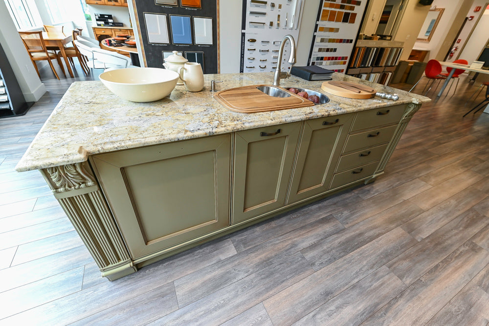 "The Waverly" Traditional Olive Green Kitchen with Island & Appliances