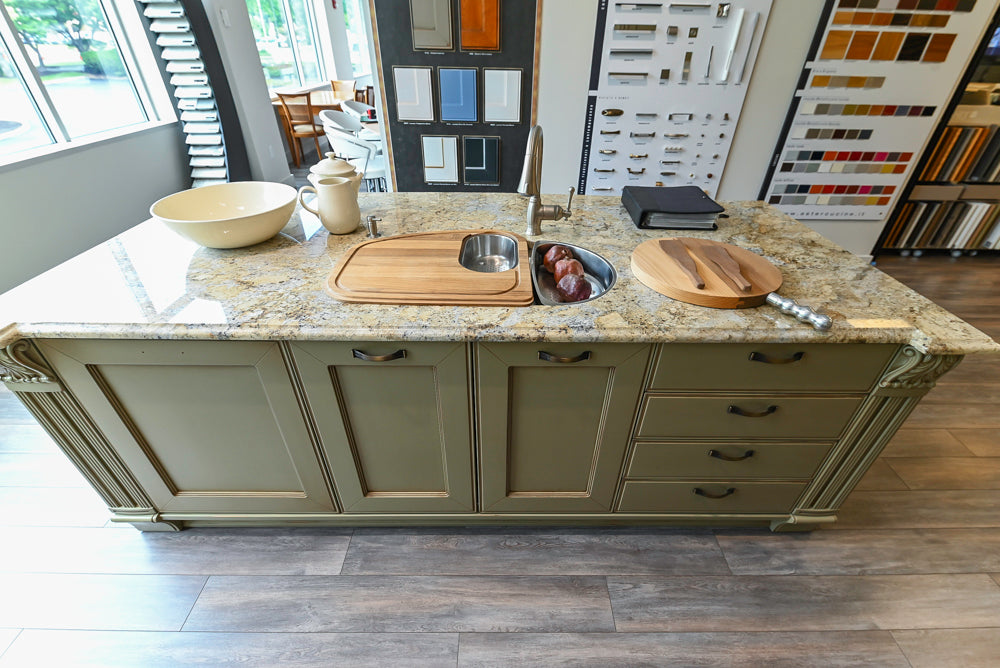 "The Waverly" Traditional Olive Green Kitchen with Island & Appliances