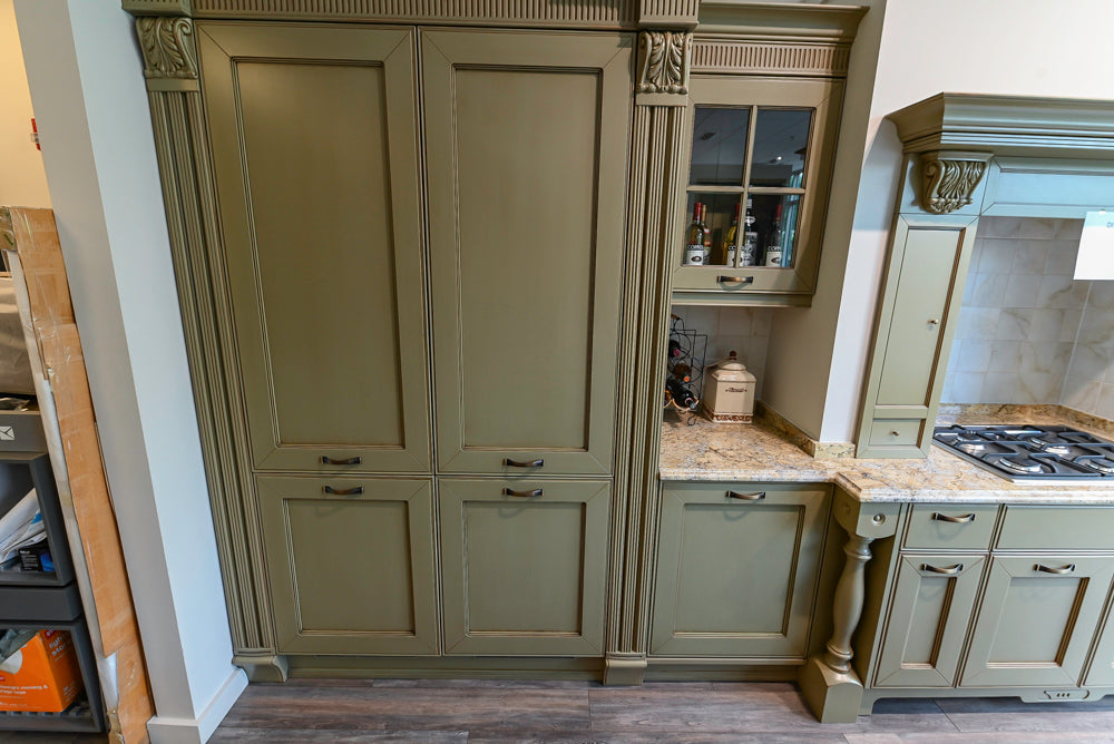 "The Waverly" Traditional Olive Green Kitchen with Island & Appliances