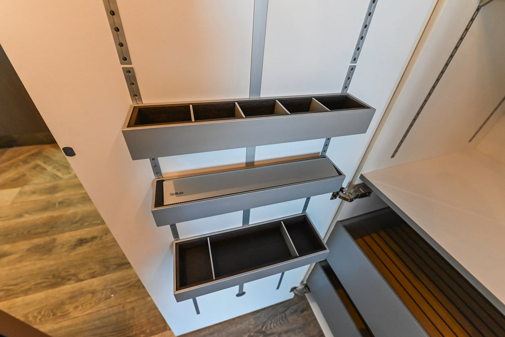 SieMatic S2 Modern Rose Gold Handleless Island with Lotus White Hideaway Pantry | photo 70