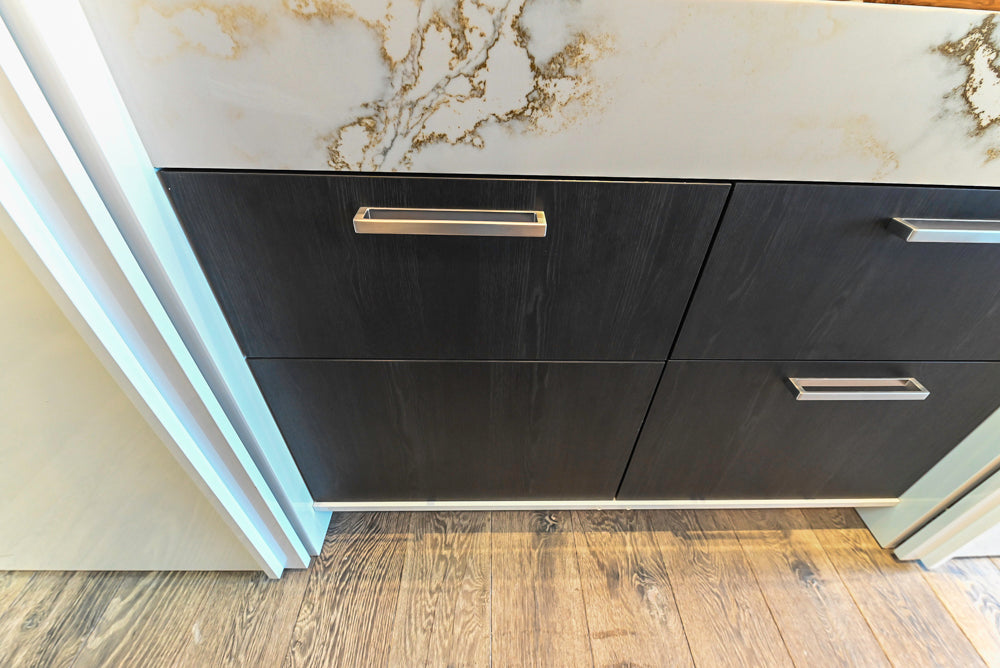 SieMatic S2 Modern Rose Gold Handleless Island with Lotus White Hideaway Pantry | photo 71