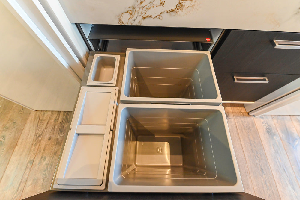 SieMatic S2 Modern Rose Gold Handleless Island with Lotus White Hideaway Pantry | photo 72