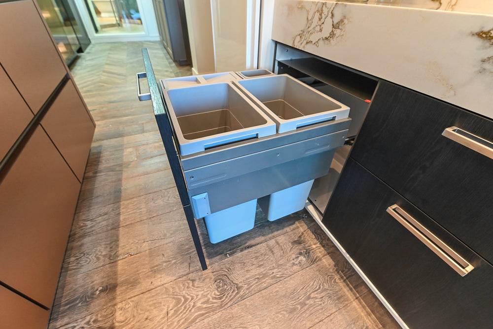 SieMatic S2 Modern Rose Gold Handleless Island with Lotus White Hideaway Pantry | photo 73