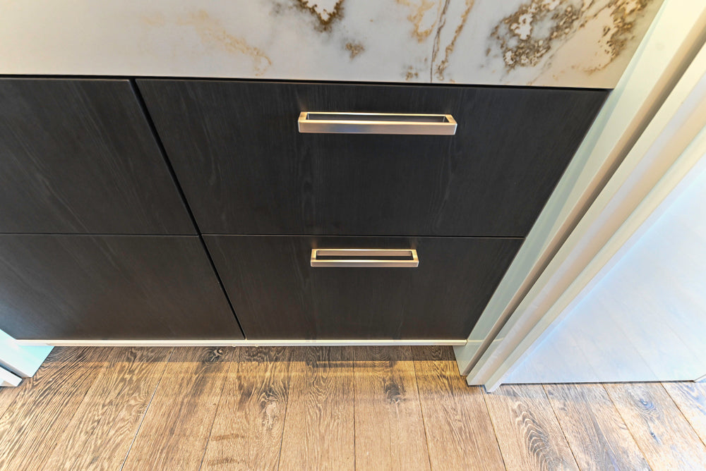 SieMatic S2 Modern Rose Gold Handleless Island with Lotus White Hideaway Pantry | photo 74