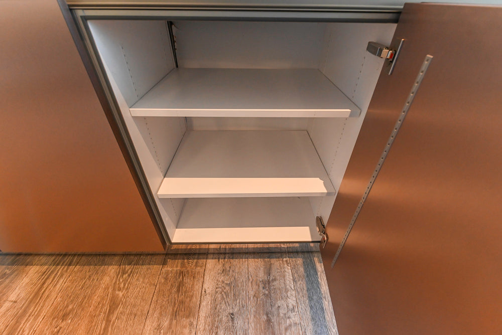 SieMatic S2 Modern Rose Gold Handleless Island with Lotus White Hideaway Pantry | photo 108