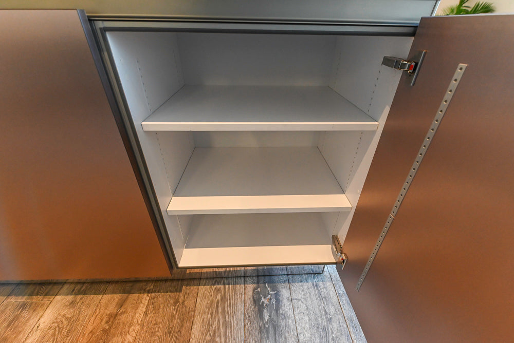 SieMatic S2 Modern Rose Gold Handleless Island with Lotus White Hideaway Pantry | photo 110