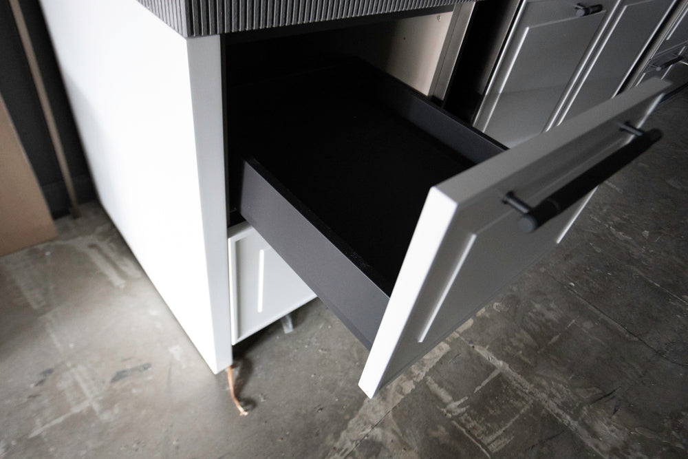 Binova Modern Wet Bar with Sink, Faucet & Mirrored Glass Cabinets