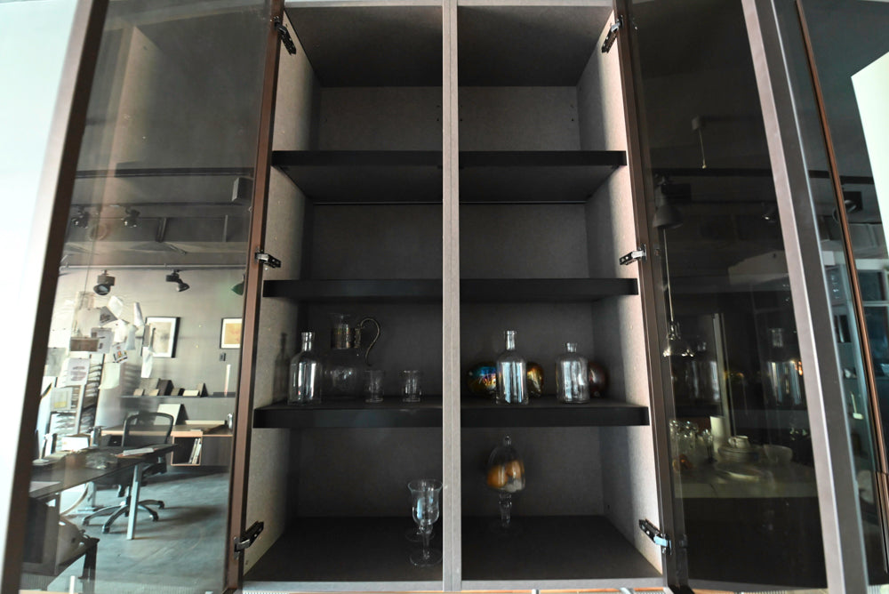 Binova Modern Wet Bar with Sink, Faucet & Mirrored Glass Cabinets
