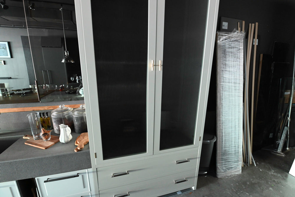 Luxury full-height china cabinet with fluted glass and soft-close drawers