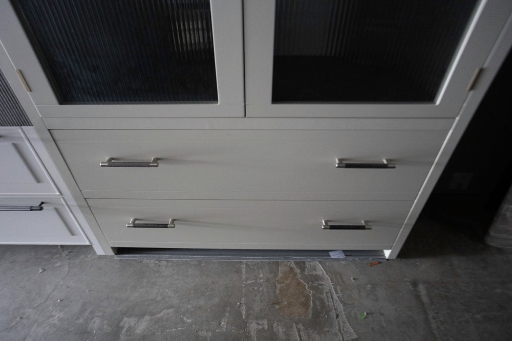 Binova Modern Minimalist China Cabinet with Reeded Glass Doors