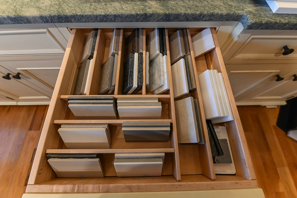 Quality Custom Traditional Cream Partial Kitchen with Green Wood Top Island, Sink and Faucet