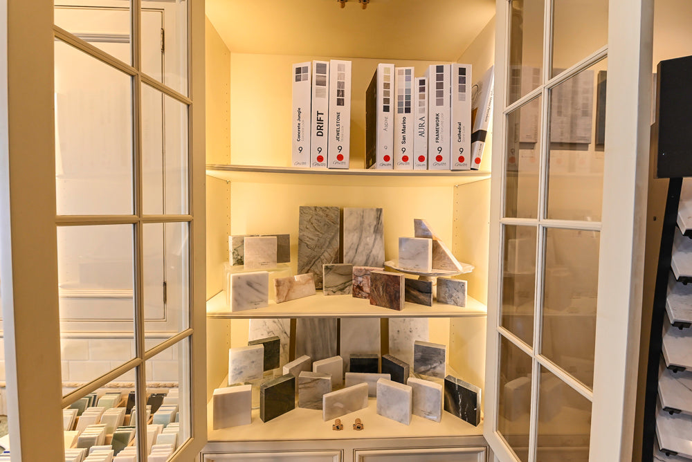 Quality Custom Traditional Cream Partial Kitchen with Green Wood Top Island, Sink and Faucet