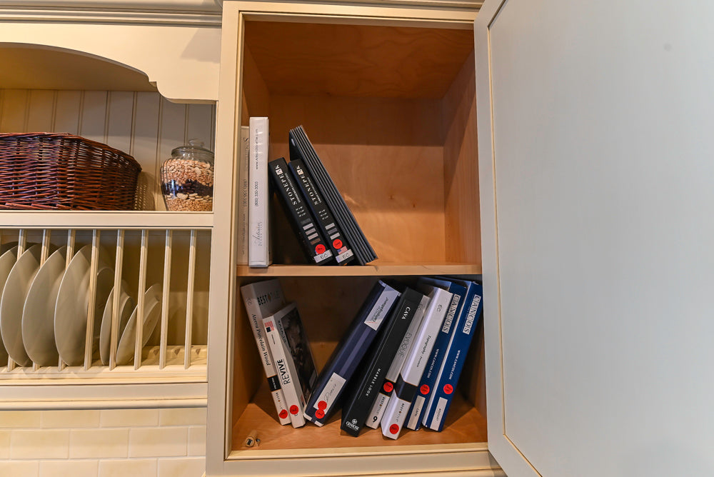 Quality Custom Traditional Cream Partial Kitchen with Green Wood Top Island, Sink and Faucet