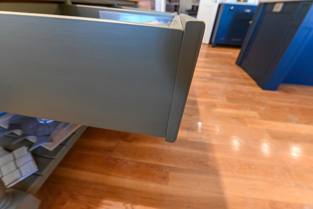 Quality Custom Traditional Cream Partial Kitchen with Green Wood Top Island, Sink and Faucet