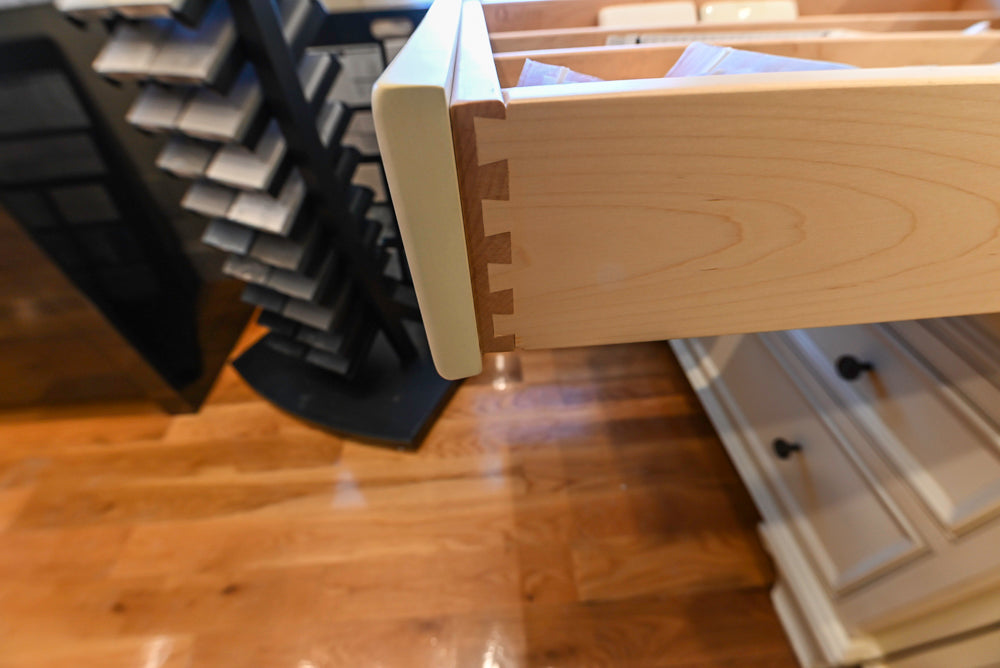 Quality Custom Traditional Cream Partial Kitchen with Green Wood Top Island, Sink and Faucet