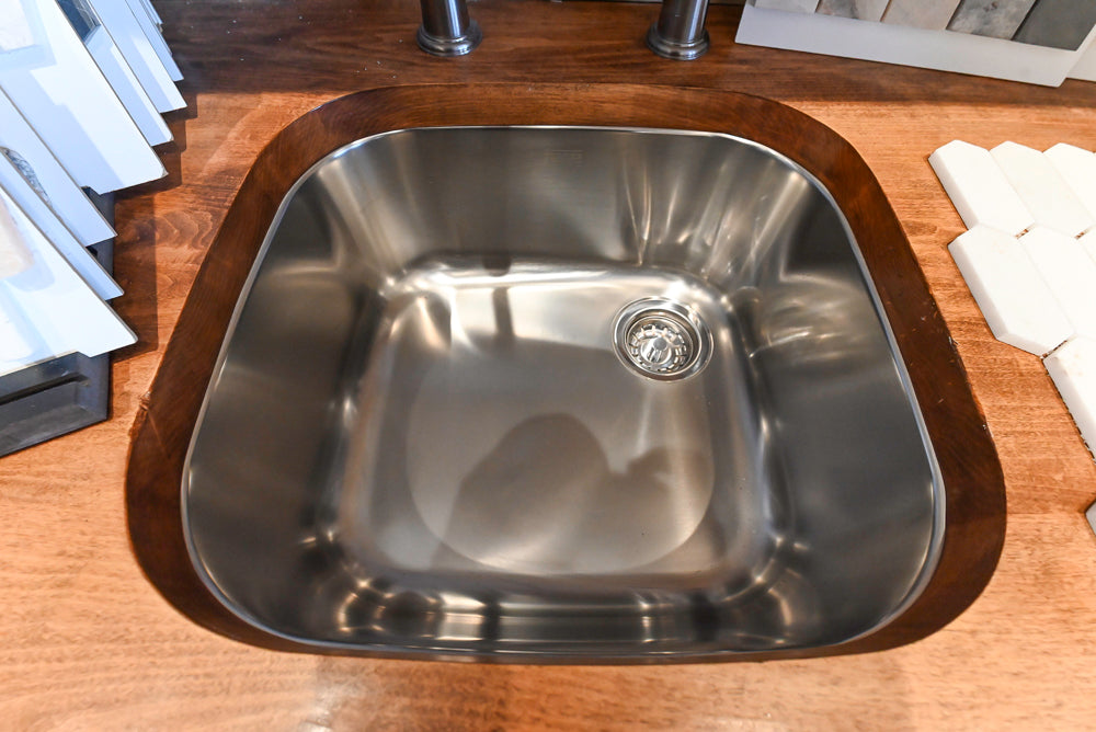 Greenfield Traditional White Pantry Wall with Wood Top, Sink and Faucet
