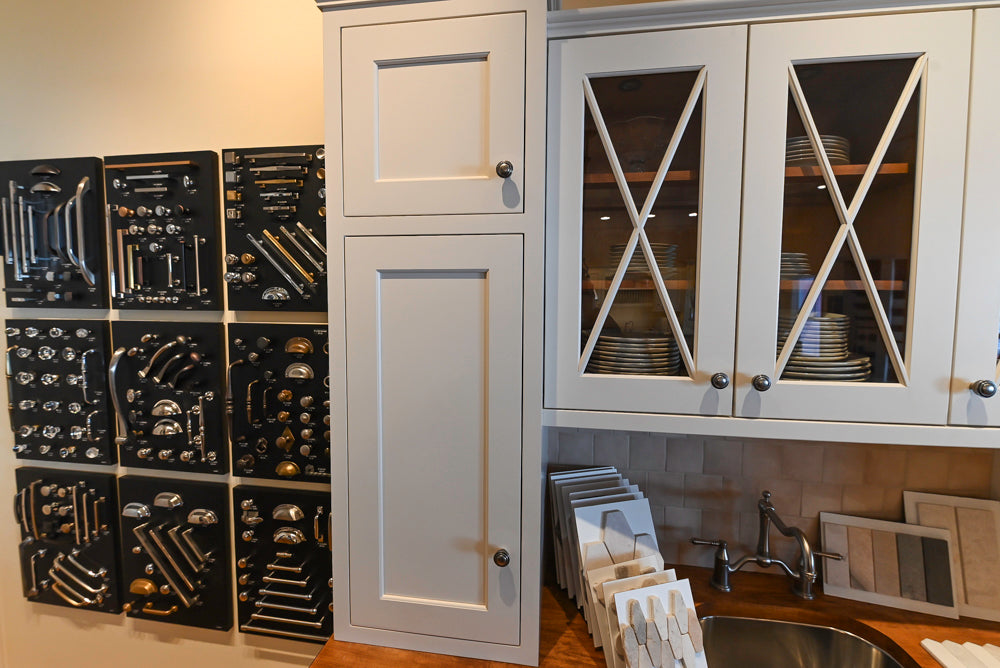 Greenfield Traditional White Pantry Wall with Wood Top, Sink and Faucet