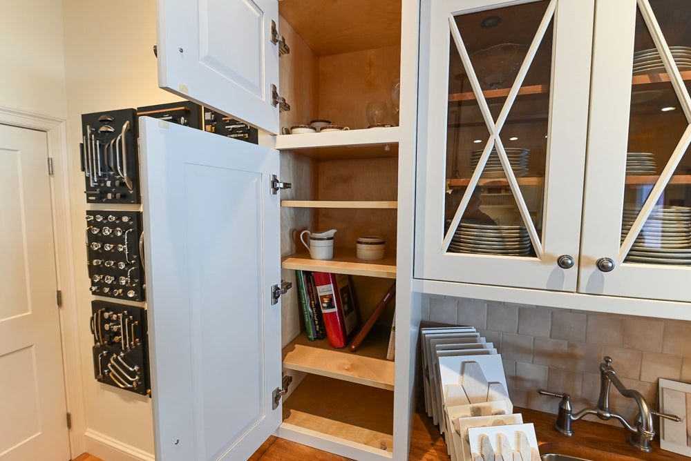 Greenfield Traditional White Pantry Wall with Wood Top, Sink and Faucet