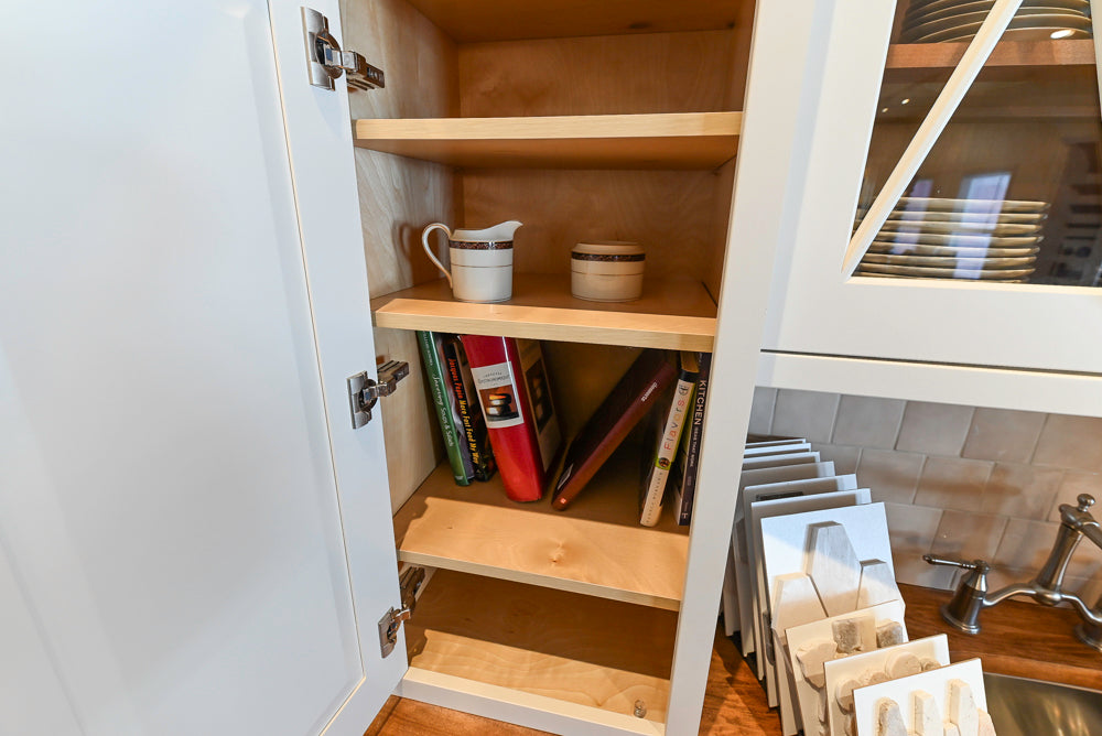 Greenfield Traditional White Pantry Wall with Wood Top, Sink and Faucet