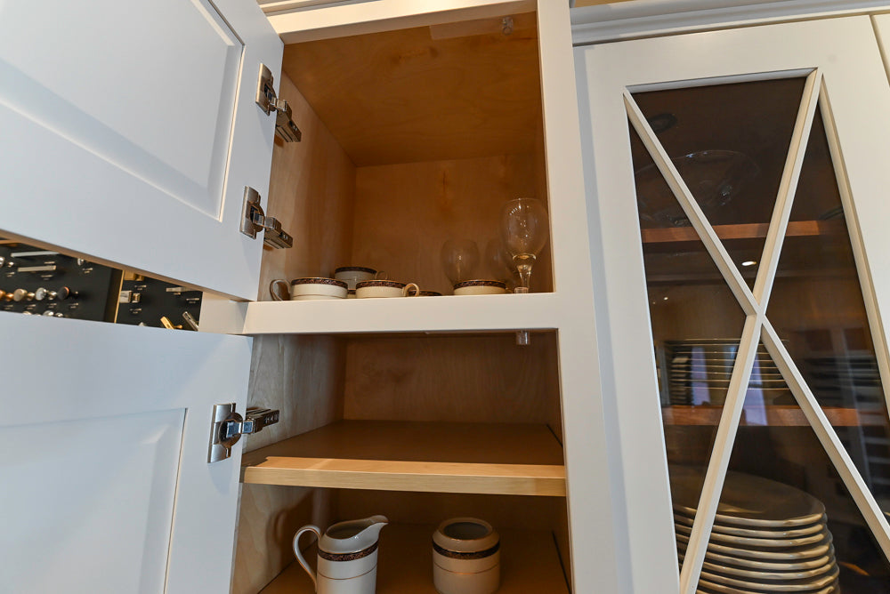 Greenfield Traditional White Pantry Wall with Wood Top, Sink and Faucet