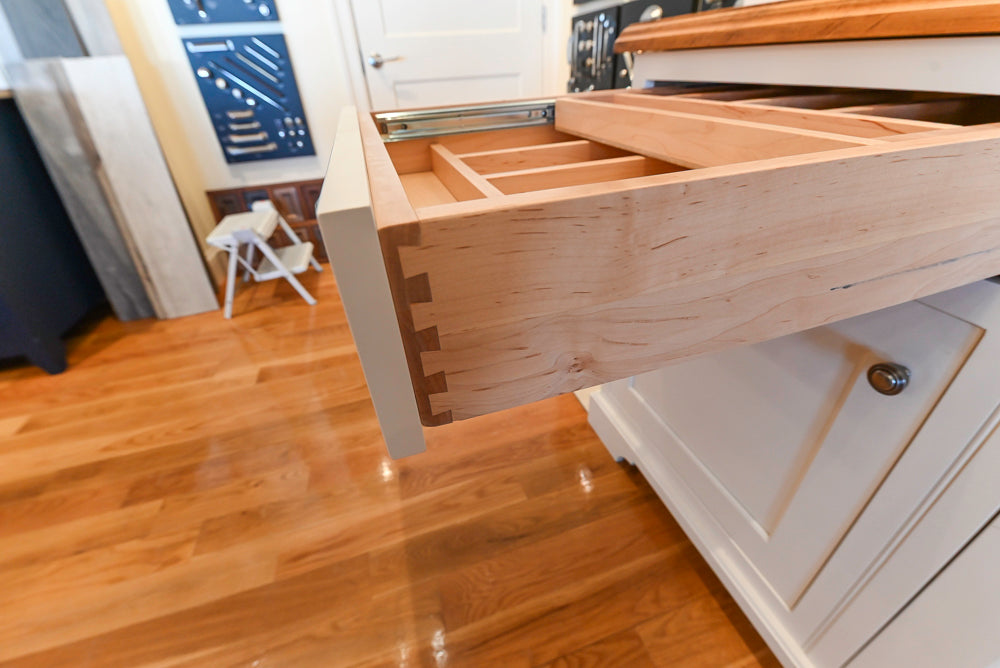 Greenfield Traditional White Pantry Wall with Wood Top, Sink and Faucet