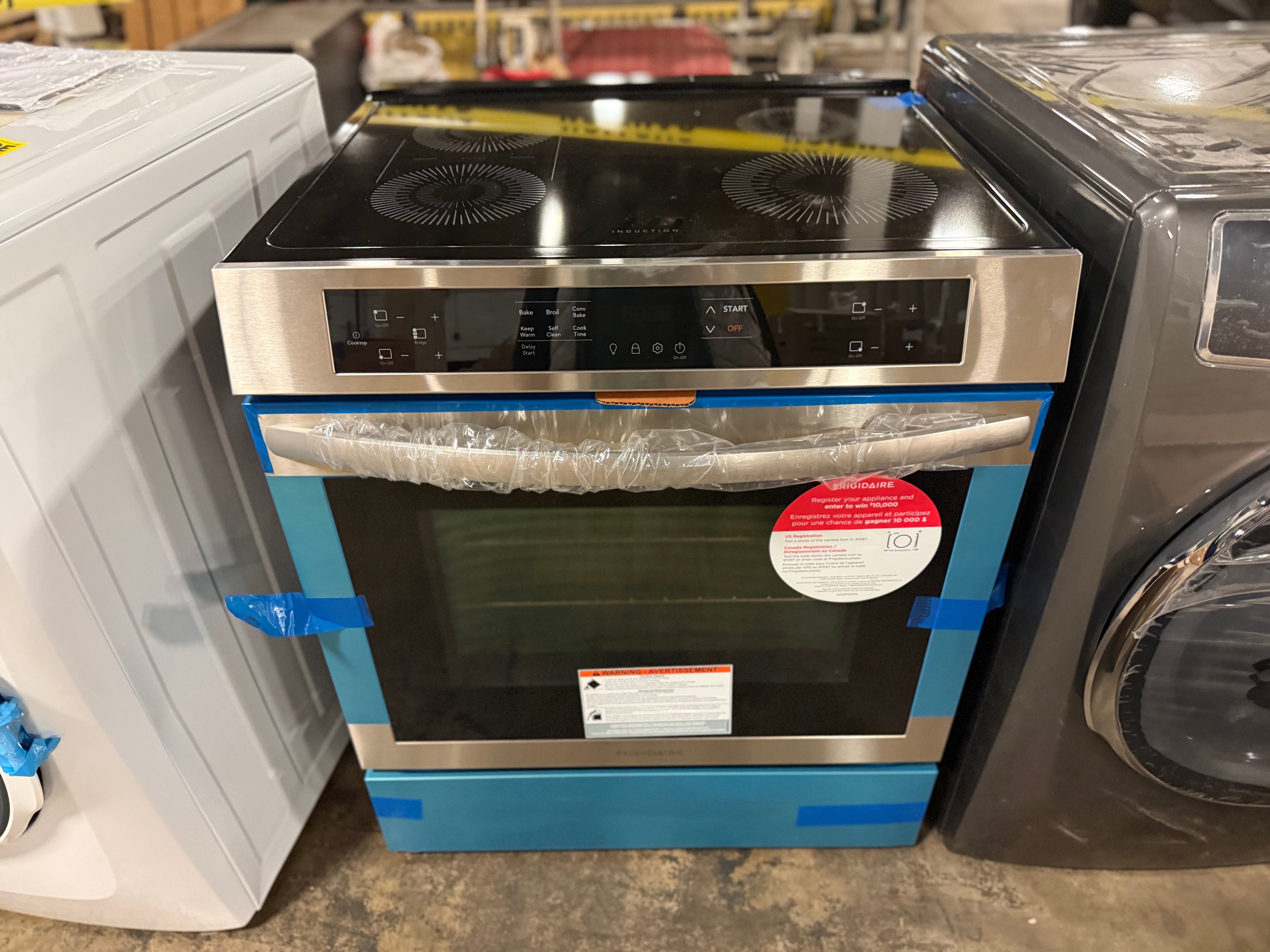 Modern front control induction range by Frigidaire Professional with Smudge-Proof finish