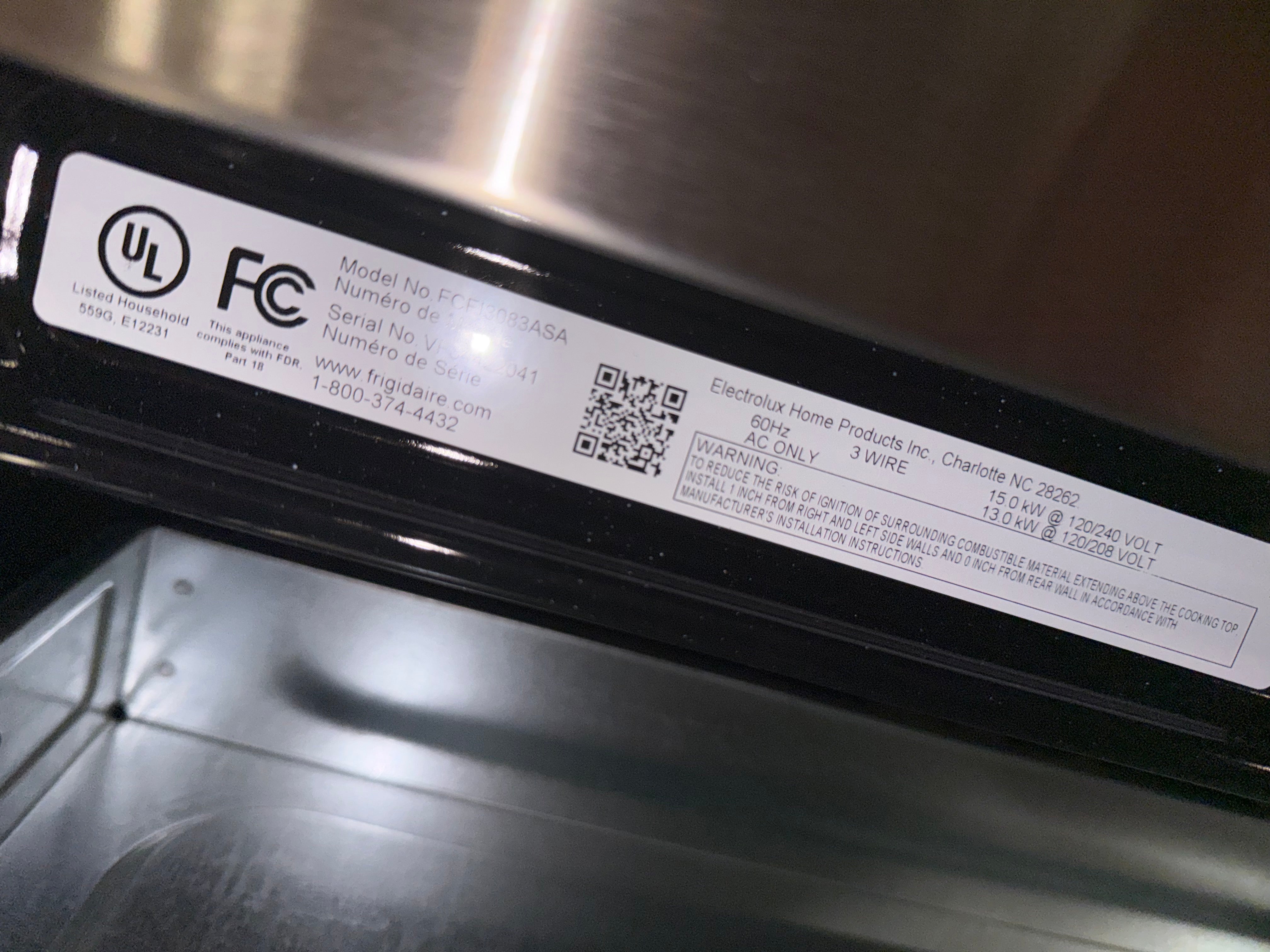 Frigidaire FCFI3083AS 30" Stainless Steel Freestanding Induction Range