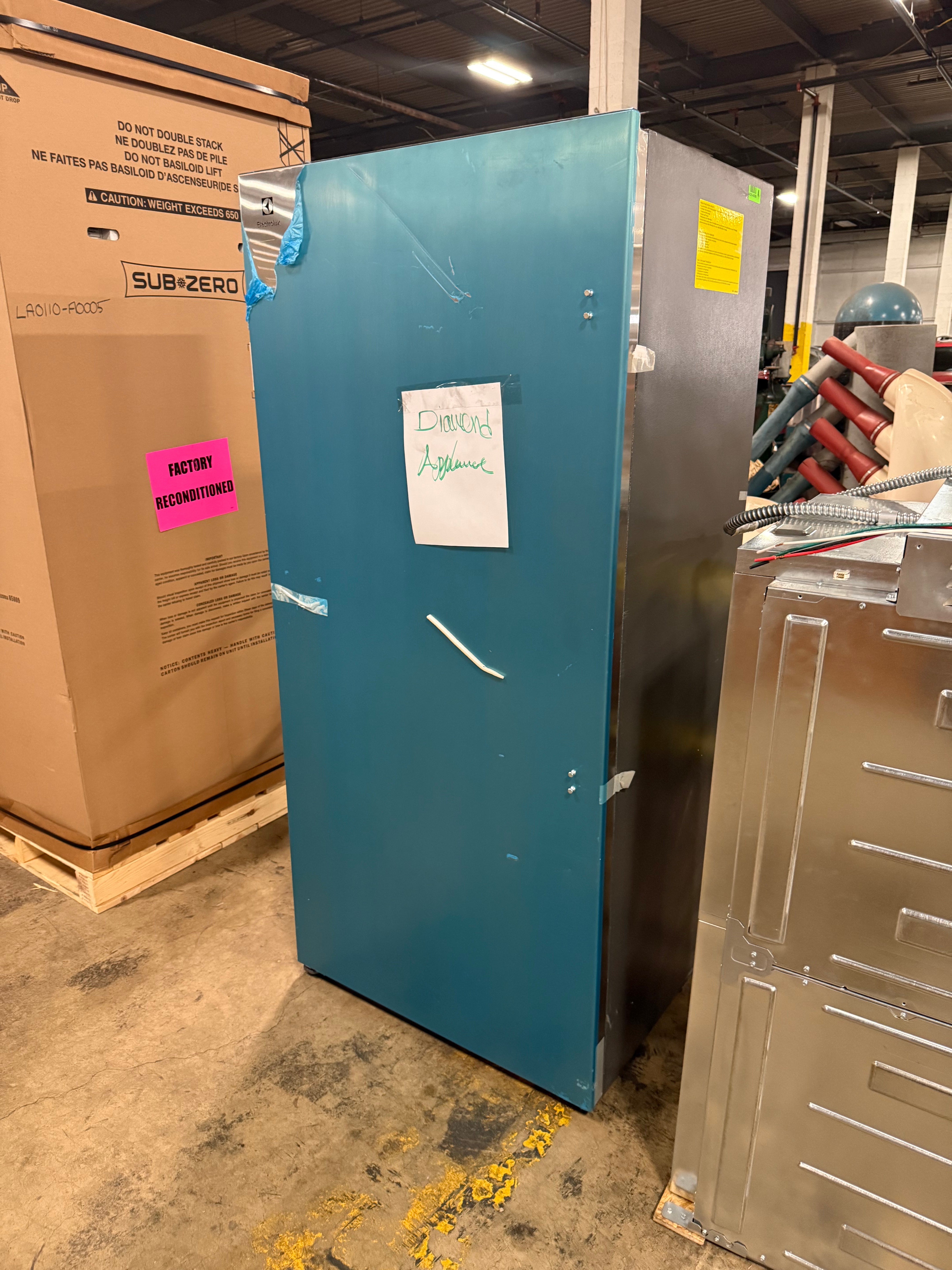 Electrolux 19 cu ft stainless steel single door freezer with soft freeze drawer