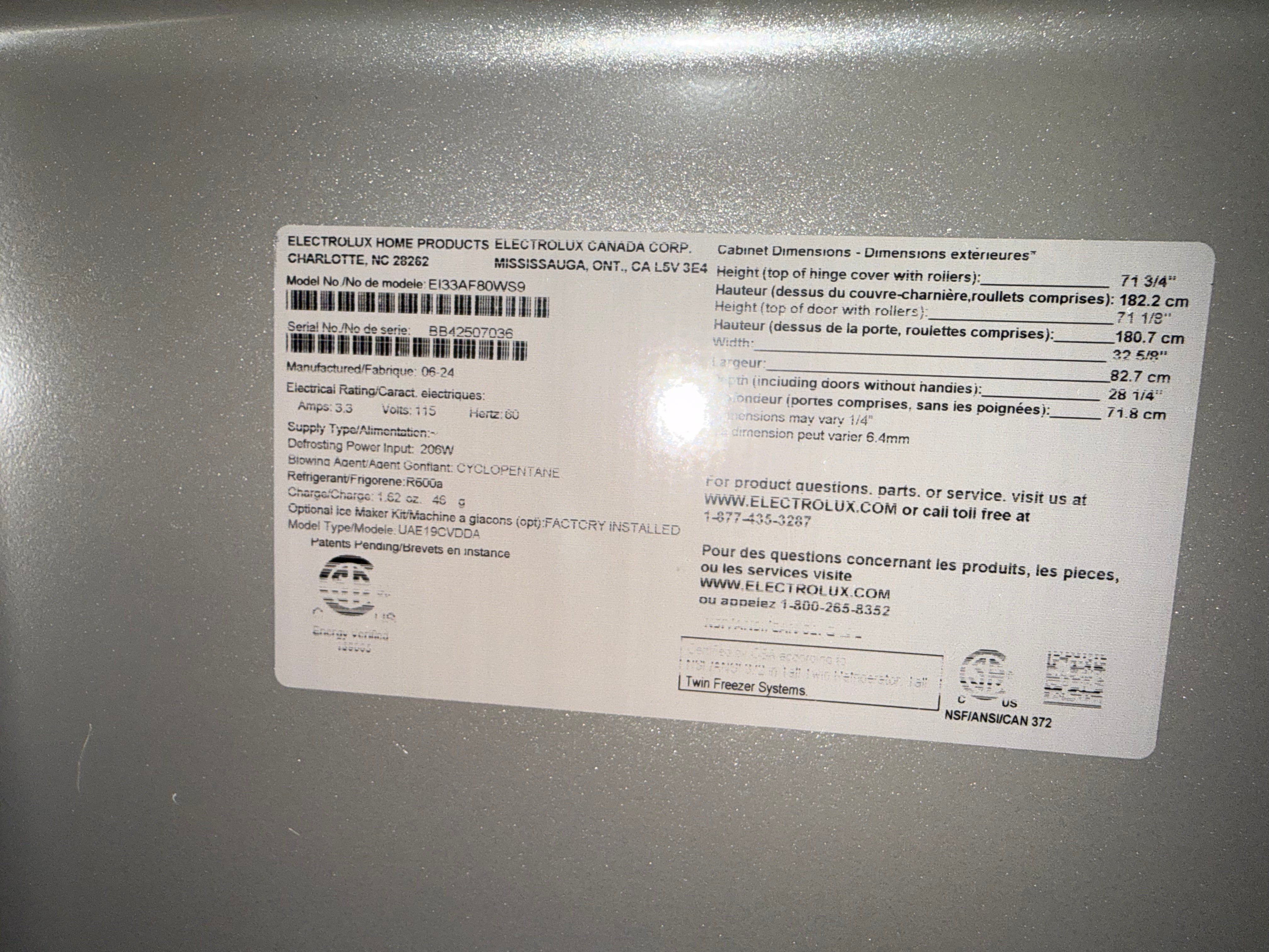 Electrolux EI33AF80WS 33" Stainless Steel All Freezer Column