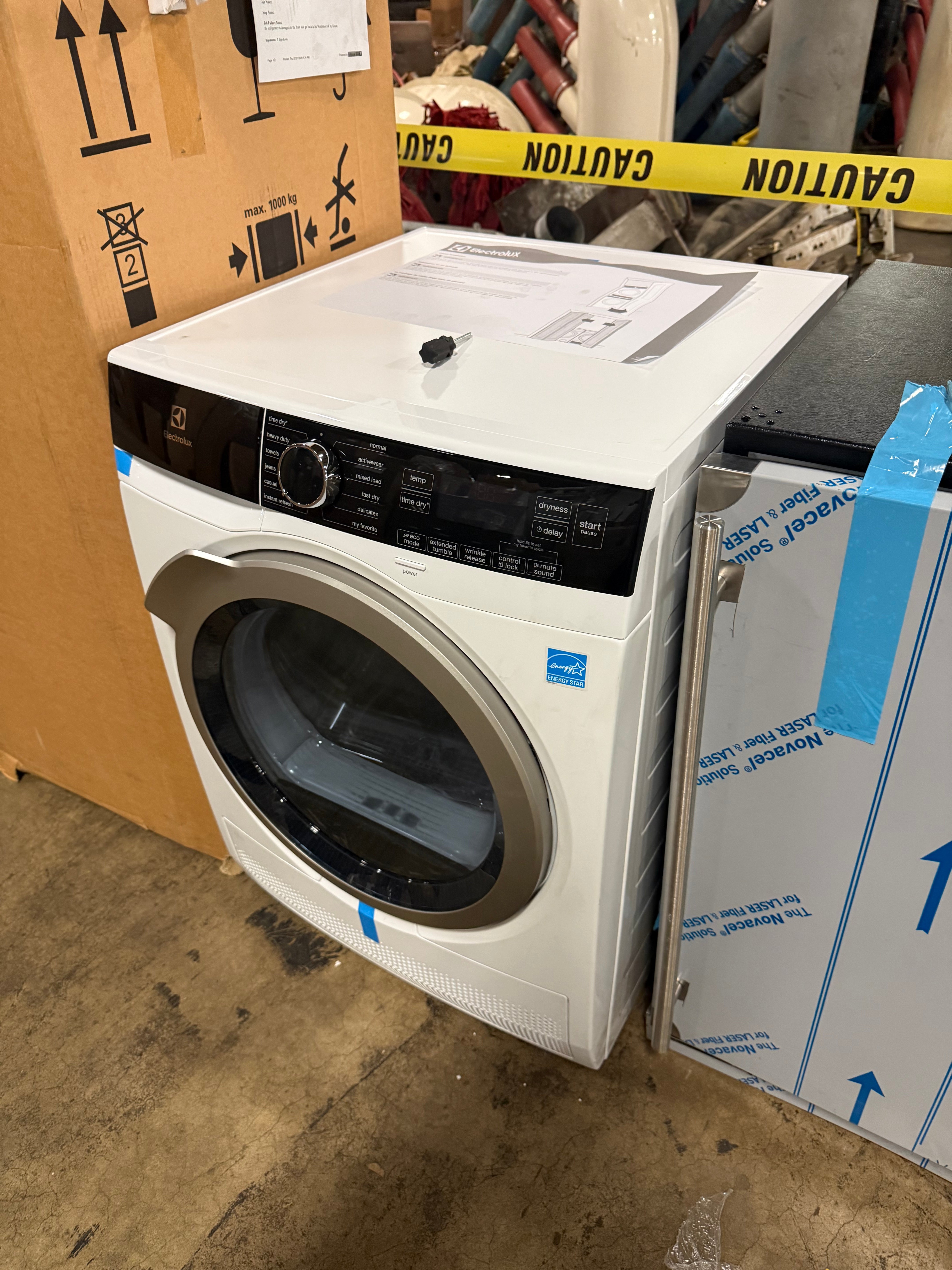 Modern ventless Electrolux ELFE4222AW dryer featuring Gentle Dry and Instant Refresh