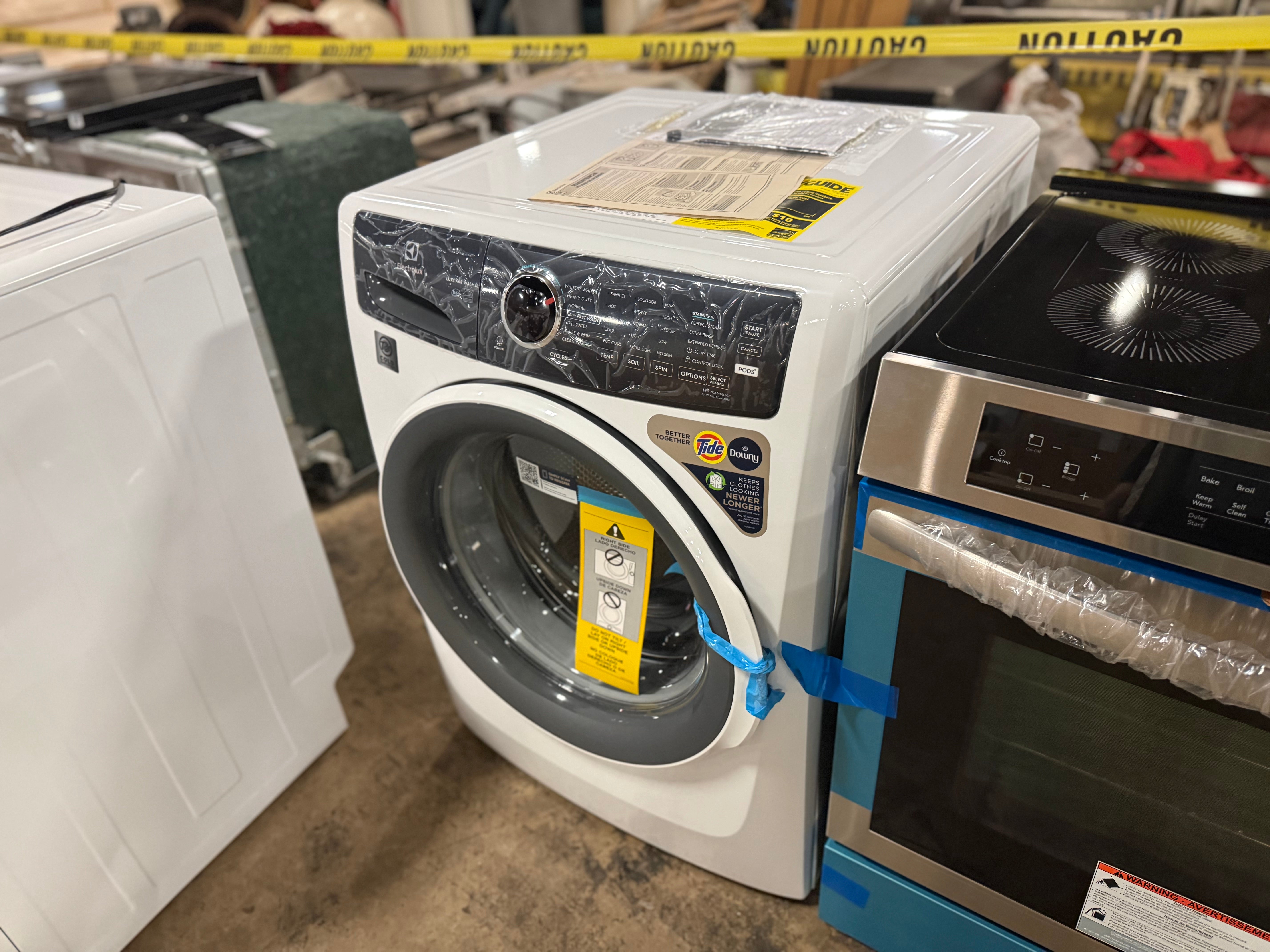 Energy Star certified Electrolux front load laundry unit with stainless steel drum