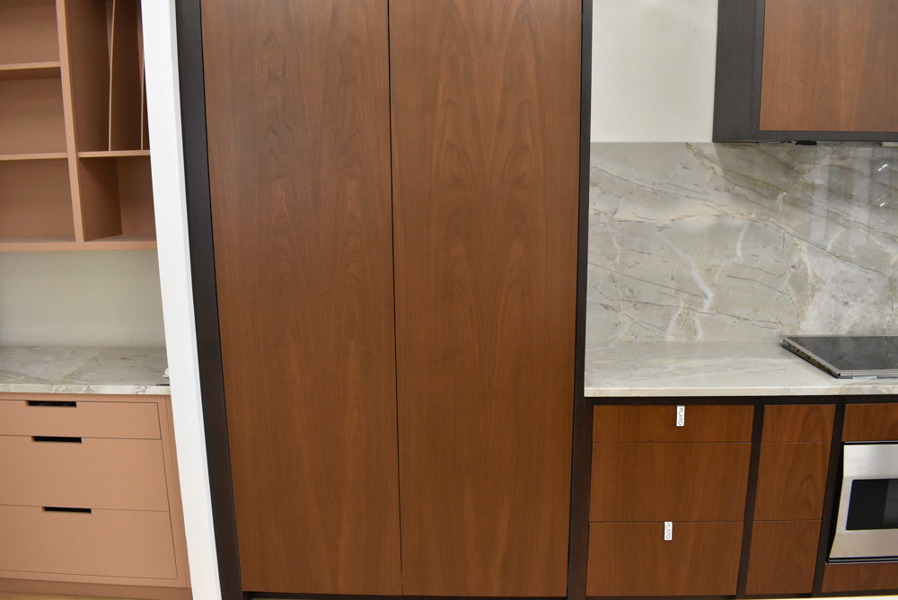 Plato Natural Walnut & Espresso Modern Kitchen with Gaggenau Appliances