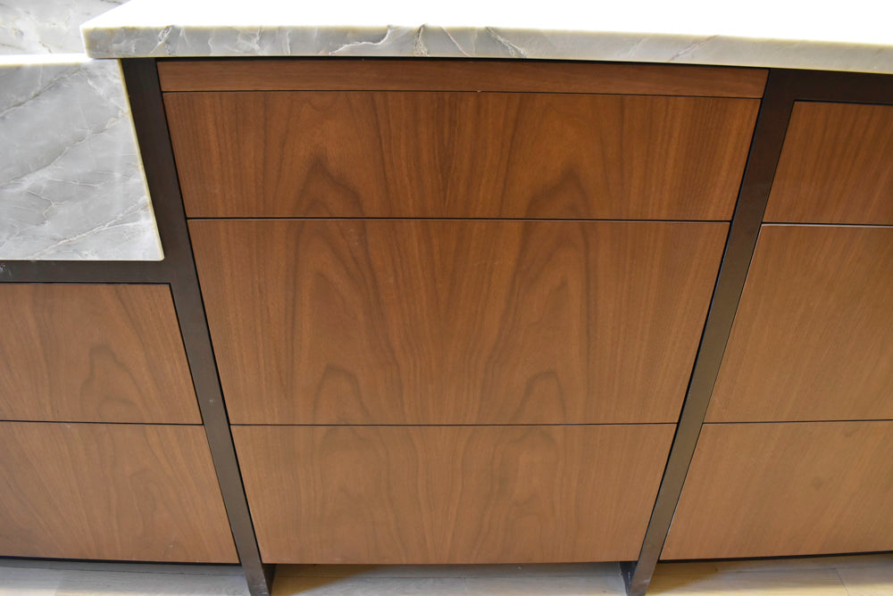 Plato Natural Walnut & Espresso Modern Kitchen with Gaggenau Appliances