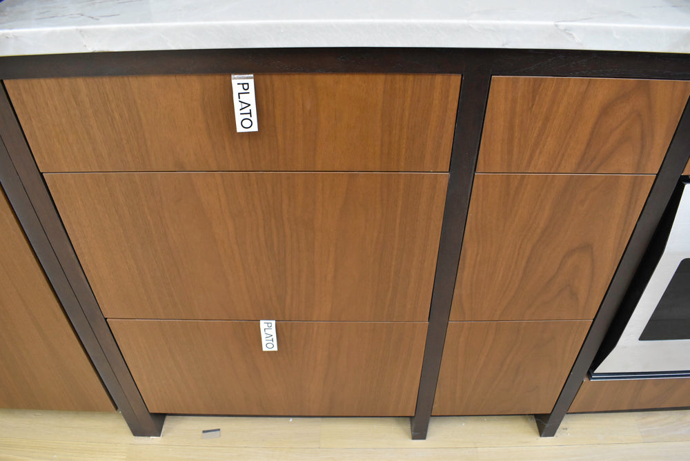 Plato Natural Walnut & Espresso Modern Kitchen with Gaggenau Appliances