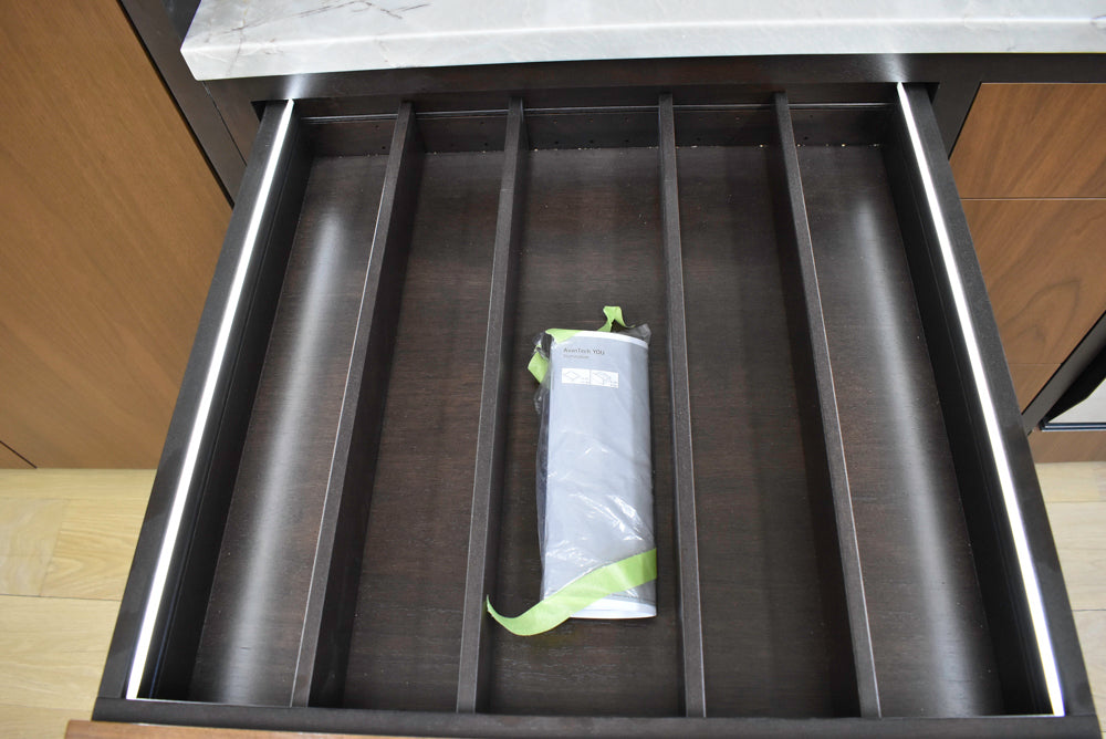 Plato Natural Walnut & Espresso Modern Kitchen with Gaggenau Appliances